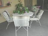 Patio Metal Umbrella Table with 4 chairs.
The Table measures 41 inches diameter. This table does not come with an umbrella. (MC32)
This is being sold for local pickup in Coral Springs, FL.