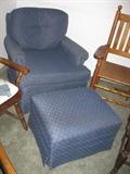 blue chair with ottoman