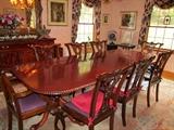 13 foot Mahogany, Reproduction, Chippendale Table and Chairs