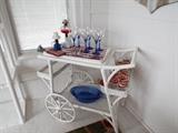 Antique wicker tea cart