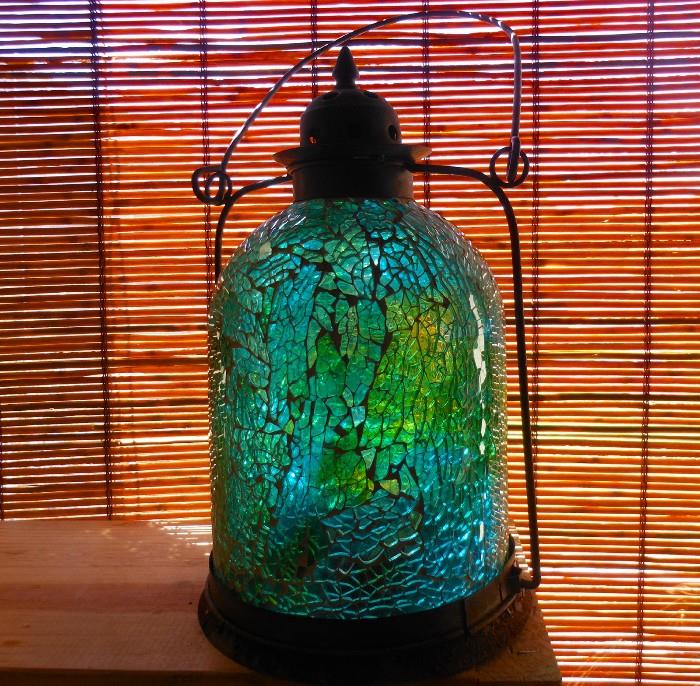 Very Nice Old Crackle Glass Lantern