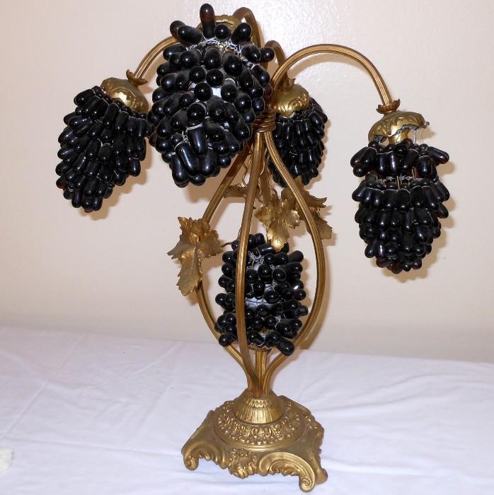 Impressive, Large and Heavy Lamp with Glass Grapes