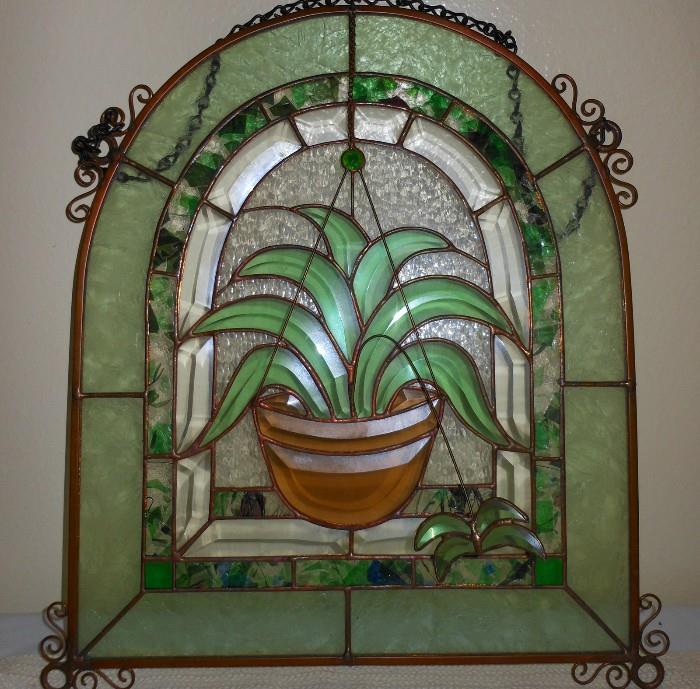 Newer Stained Glass with Protruding Stained Glass Plant Offshoot 