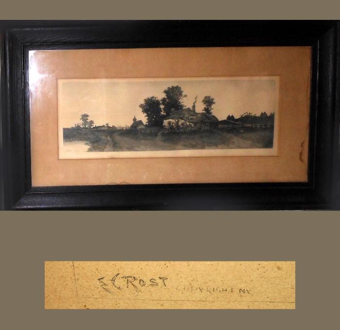 E. C. Rost Signed Etching; showing one of two available