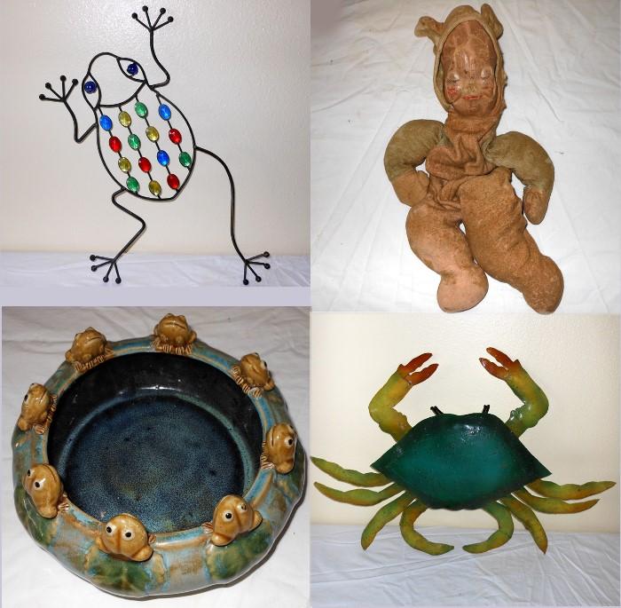 Jeweled Frog, Pitiful Old Doll, Frog Bowl and Metal Crab