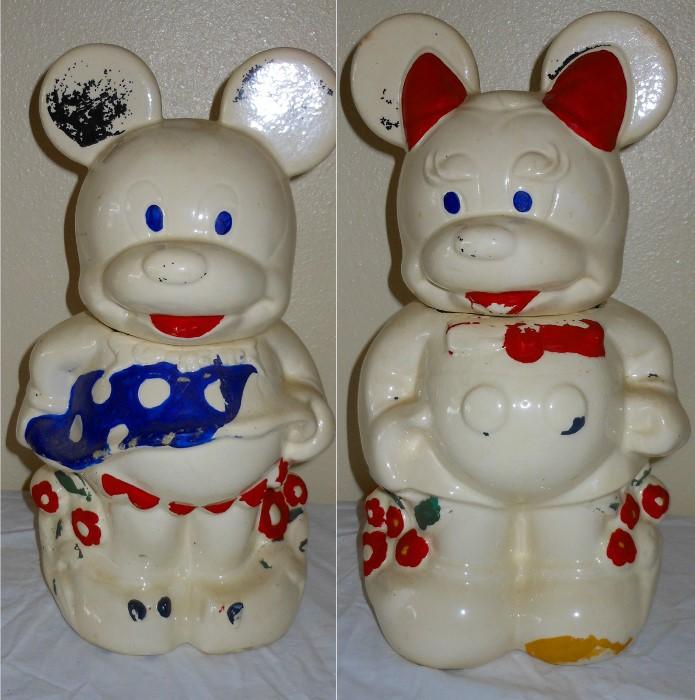 Vintage Mikey/Minnie Cookie Jar; Well Used