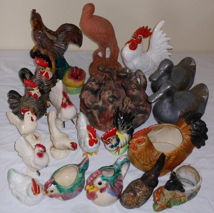 Collection of Roosters and Birds