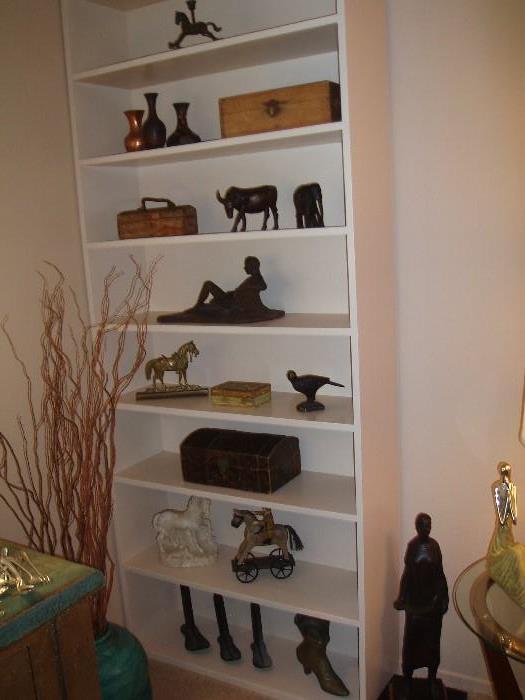 Bronze Statues, Pottery Statues, Metal Vases, Vintage and Antique Wooden Boxes....