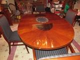 Vintage Modern Henredon - "Scene 4 Cerise - cherry hardwood 80" plus 20" leaf, custom table pads - looks showroom new