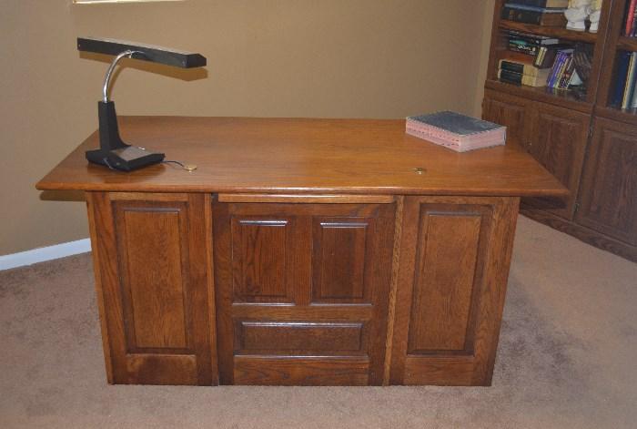 large oak panel desk