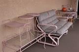 Pink iron patio furniture.