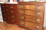 Two four drawer chests, one reproduction one antique.