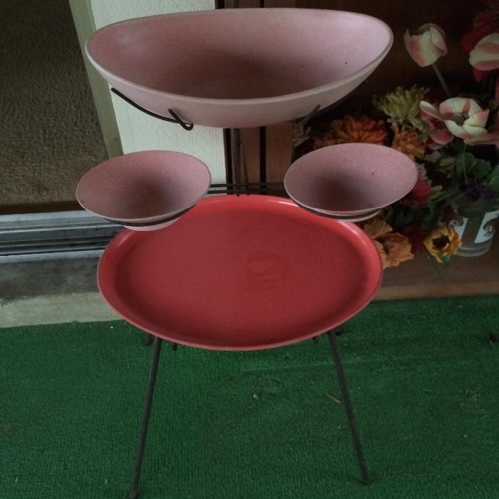 mid century atomic server stand plant stand