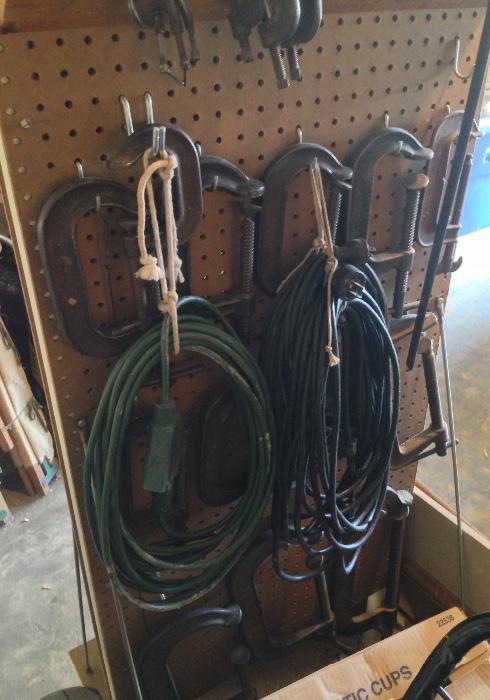 C-clamps, extension cords