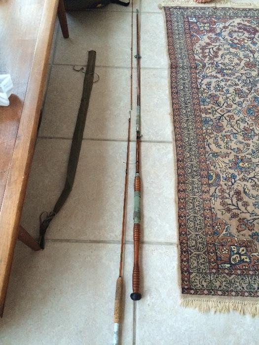 antique montague cane fishing rod, antique horricks ibbotson cane fly rod