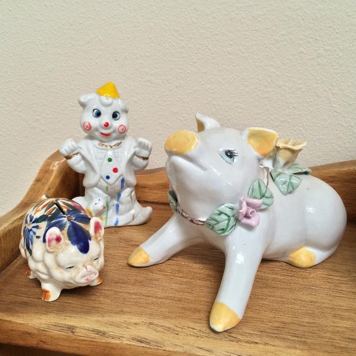 porcelain and ceramic pig collection