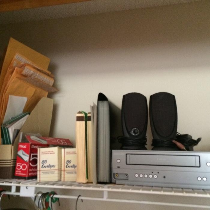 office supplies, vhs, computer speakers