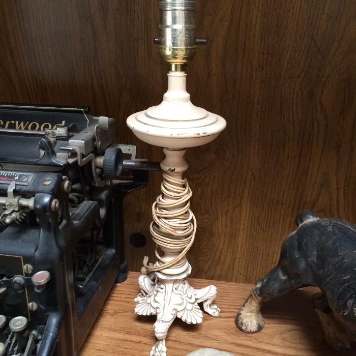 vintage cast claw foot lamp
