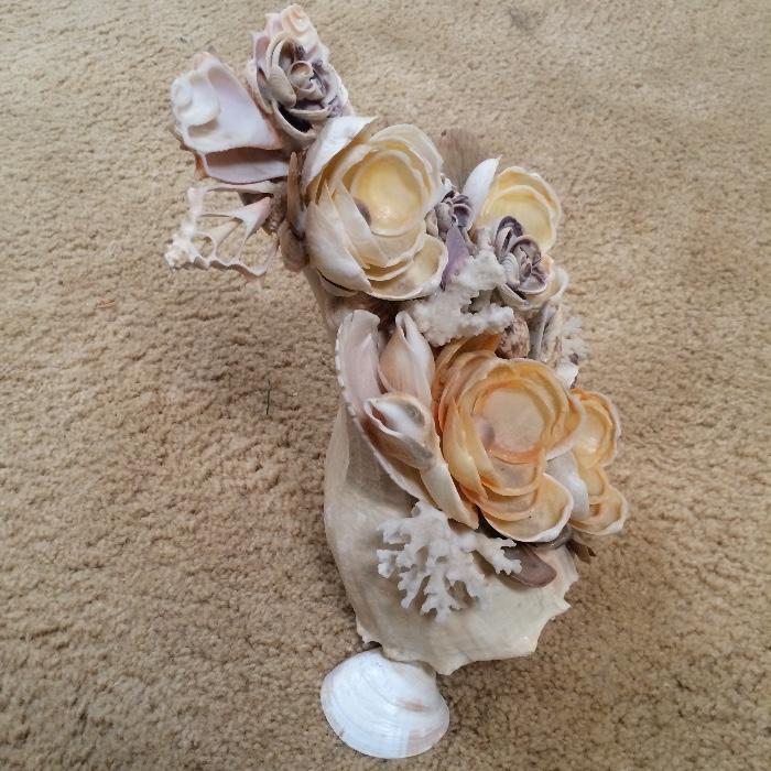 vintage floral sculpture made of shells