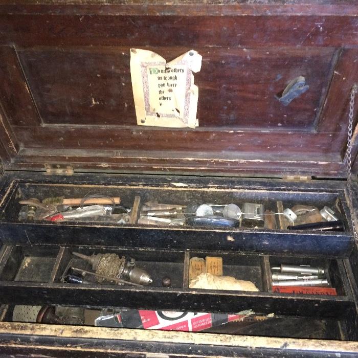 antique primitive hand made tool chest