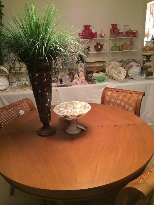  Danish table with 6 chairs has matching china cabinet