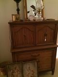 Chest has matching twin beds, dresser, & night stands