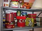 Dozens of Christmas tins --ready for your cookie-giving!