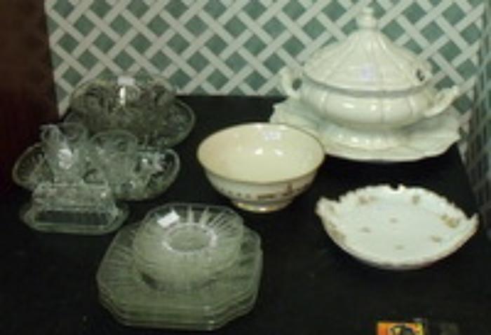 lots of glassware and serving pieces (some vintage)