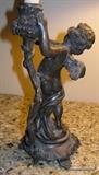 Back of the cherub candleholders in bronze