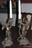 the Pair together of the Bronze Cherub Candle holders
