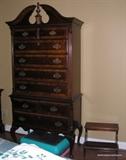 Queen Anne Cherry  highboy with the bed steps
