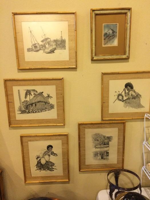 Camel, California, artist Bill Bates framed art of Fiji.