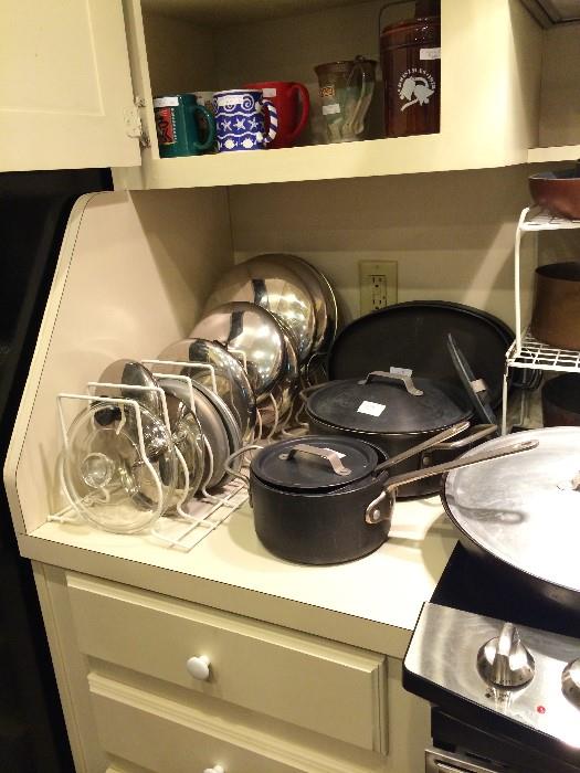             Lots of cookware including copper