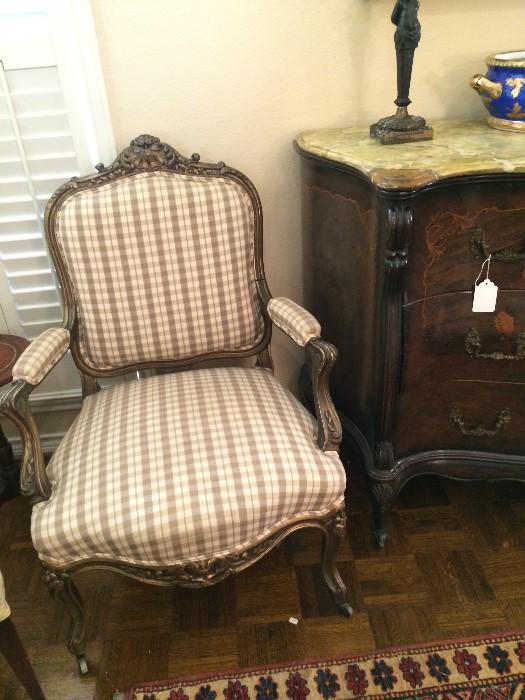                Upholstered French arm chair