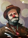 Camel, California, artist Bill Bates framed art of Emmett Kelly