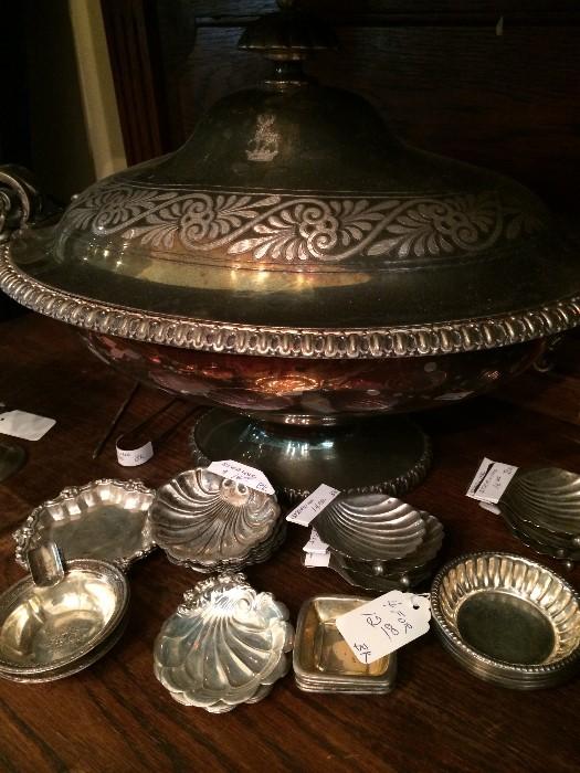    Large assortment of silver & silver plate pieces