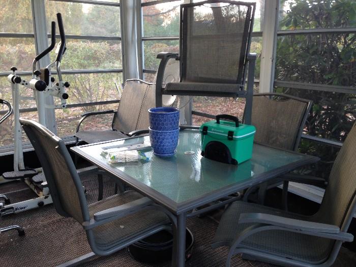 patio furniture, exercise equipment