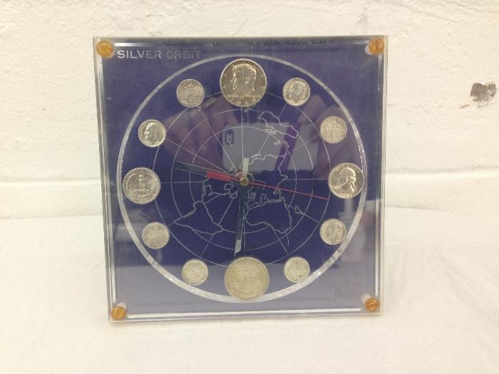 Marion Kay Numismatic Clock Last Silver Coins 1964 Novelty Clock