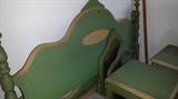 wooden green vintage headboard and bedroom set