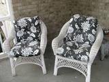 Old WHite Wicker Chairs - newer cushions