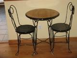 Antique Ice Cream Parlor Table & 2 Chairs