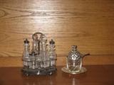 Antiqeu Crystal/Silver Plate Condiment Set, Pineapple Mustard Jar
