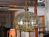 6 Candle Glass & Brass Chandelier