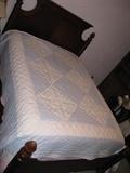 Vintage Embroidered Patchwork Light Blue Quilt