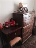 sewing machine in cabinet and chest of drawers