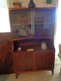 small china hutch, mid century walnut