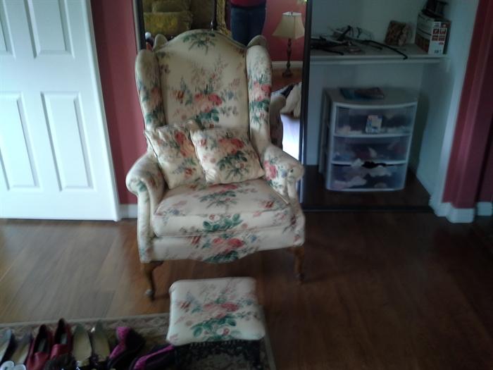 Nice floral armchair $150..NOW $60... matching stool sold separate