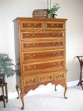 THIS PIECE IS NOT AT THIS SALE YOU WILL NEED TO CONTACT ME ON THIS PIECE THIS IS A HIGHBOY TYPICALLY A GENTLEMAN'S CHEST HEAVY WOODEN PIECE ON CABRIOLE LEGS 39" WIDE 18" DEEP AND 65" TALL