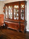 THIS PIECE IS NOT AT THIS SALE AND YOU WILL NEED TO CONTACT ME ABOUT THIS PIECE.  THIS HUTCH IS LIGHTED THE BOTTOM DRAWERS ARE BOMBAY FRONTS WITH RICH CARVING EACH DRAWER IS LINED WITH PROTECTIVE FELT THIS PIECE IS 76" WIDE, 19" DEEP AND 82" TALL