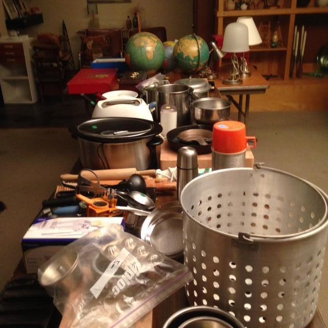 Cookware and kitchen utensils.